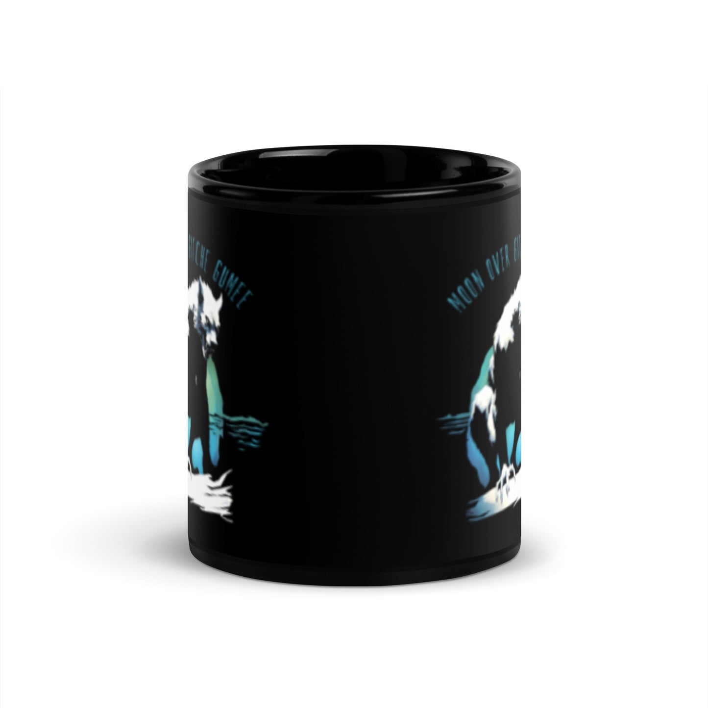 Moon Over Gitche Gumee - Black Glossy Mug