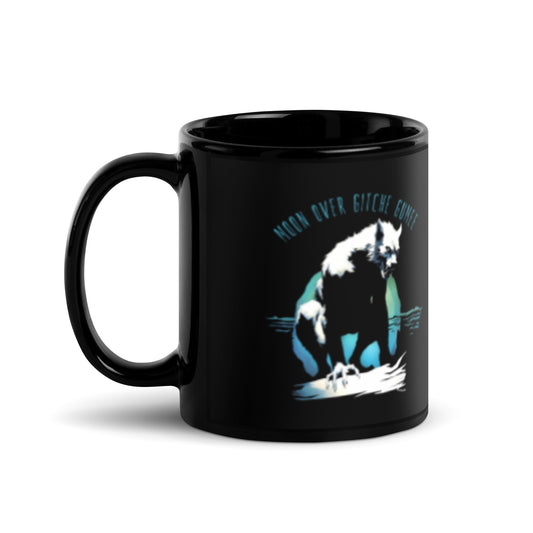 Moon Over Gitche Gumee - Black Glossy Mug