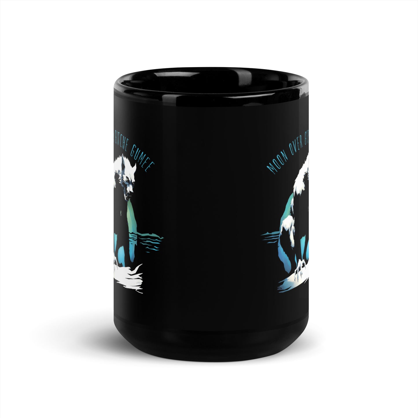 Moon Over Gitche Gumee - Black Glossy Mug